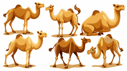 Naklejka premium Set Of Camel In Different Pose, Collection Of Camel, Camel Set