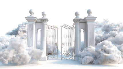 Pearly Gates with clouds and Heaven