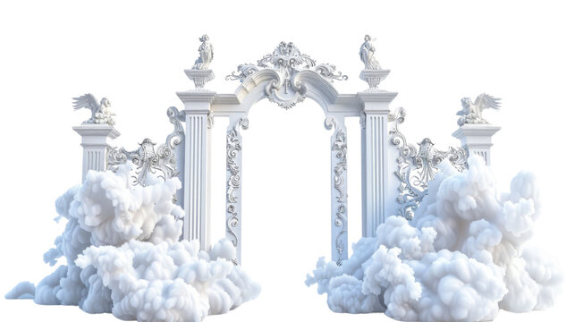 Pearly Gates with clouds and Heaven