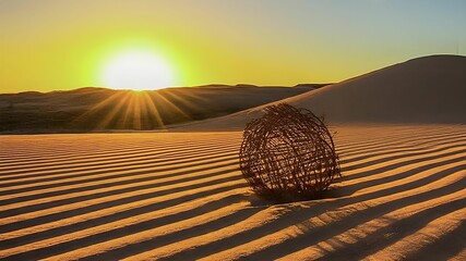 Tumbleweed rolling in the barren desert