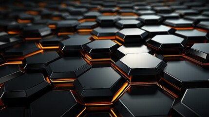 futuristic block wall high tech 3D, hexagons tile pattern.