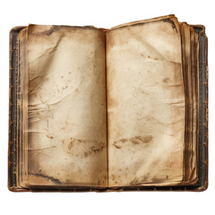 Open book with empty pages on white background