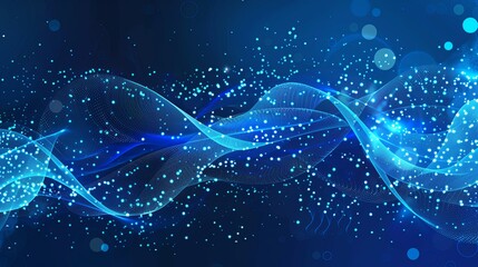 Glowing DNA Strands on Technological Background