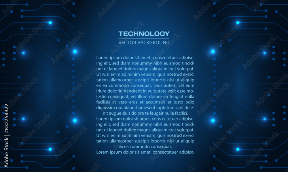 Poster abstract dark blue technology background with circuit board and text block. dark blue futuristic dig