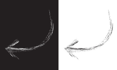 Ink arrow illustration isolated. Grunge arrow icon. Sketch curved arrow. Hand drawn arrow. isolated on white and black background. Vector illustration . EPS 10 