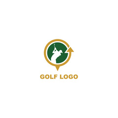 Fototapeta premium Playing golf logo template, men outdoor sport activity competition vector design.