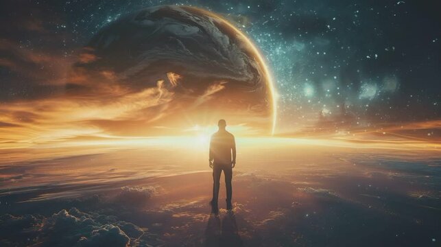 a man sees the amazing beauty of an outer space planet