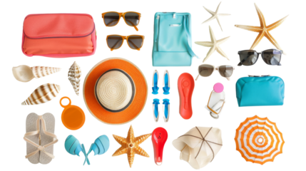 Summer vacation concept with beach and travel accessories