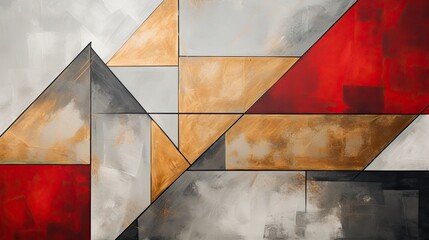 red, silver gold abstract geometric background.