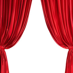 Red theatre curtains on white background