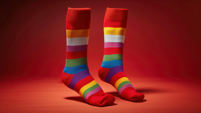 Multicolored socks. Socks in rainbow colors.