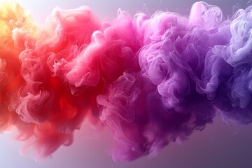 Abstract colorful smoke clouds swirling in water.