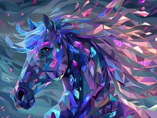 Enchanting Equine Dreamscape:A Vibrant Digital Masterpiece Bursting with Prismatic Imagination