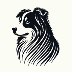 Fototapeta premium Stylized Black and White Border Collie Silhouette