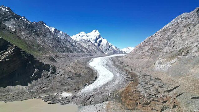 Drang Drung Glacier from drone, Pensi La pass, Zanskar, Himalayas, Ladakh
