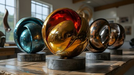 AI generated illustration of a modern metallic sculpture