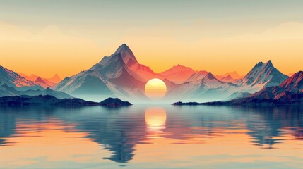 Immerse yourself in the art of geometric landform depiction with this minimalist illustration. Through clean lines and precise shapes, this depiction offers a fresh perspective on the beauty of the