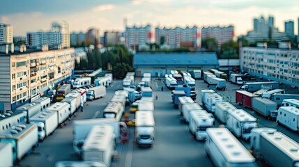 Urban Chaos: City Street Bustling With Traffic Amid Skyscrapers