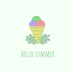 Hello summer. Ice cream. Vector illustration