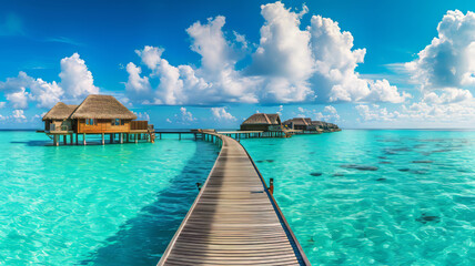 Luxory water villas with landing stage