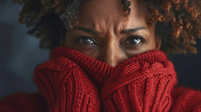 Sad African American woman looking into Camera - Powered by Adobe