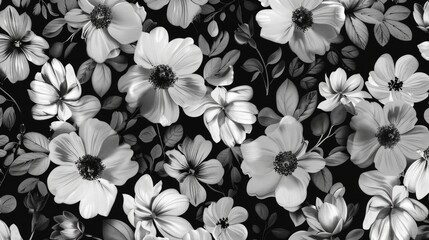 Designer creates black and white floral pattern for wallpaper