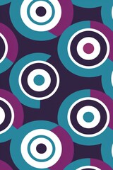 Fototapeta premium Modern Soccer Jersey Design with Overlapping Circles in Purple, Teal, and White for Sublimation Printing.