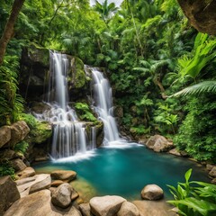 Naklejka premium Astonishing waterfall in the middle of a forest