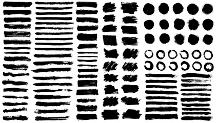 Brush strokes vector. Set of text boxes. Paintbrush collection. Grunge design elements. Brush texture banners. Painted round, circle, enso, rectangular, long and diagonal strokes