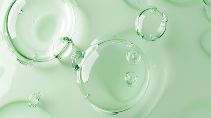 Abstract light green background liquid with bubbles