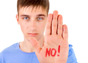 Young Man Say NO with a Gesture