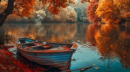 Fototapeta premium boat on the river