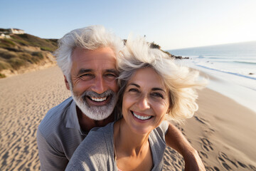 Obraz premium AI generated picture of nice retired couple spending time together homeymoon weekend
