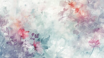 A watercolor painting of flowers with a blue background