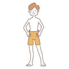 ベクター素材　腰に手を当てる水着の男性