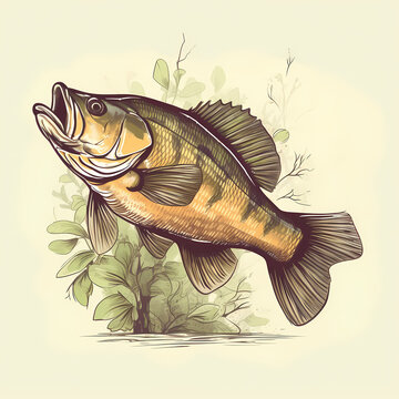 recommend clip art: Bass fish big perch fishing design element vector image