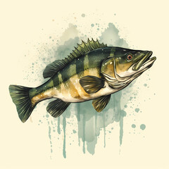 Bass fish big perch fishing design element vector image