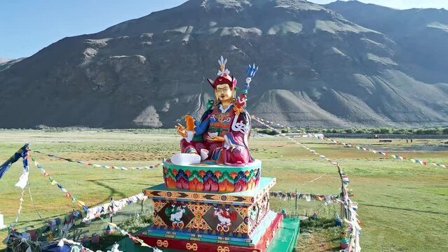 Padmasambhava statue, Guru Rimponche, Zanskar from the air, Himalayas