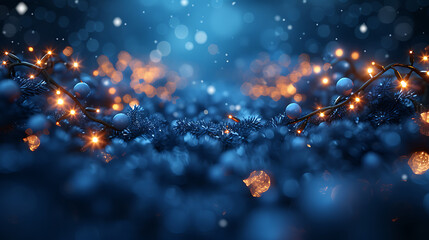 Minimalistic Holiday Lights Canvas Photo - Soft White, Icy Blue & Winter Green Palette