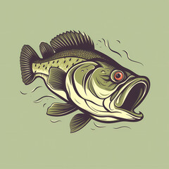 Bass fish big perch fishing design element vector image