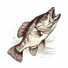 Bass fish big perch fishing design element vector image