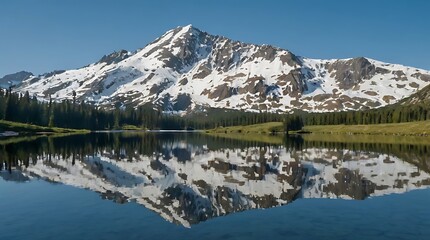 mountain lake with crystal clear water reflecting the sky