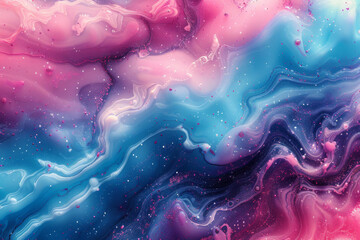 Fluid Art with Swirling Patterns of Blue, Pink, and White