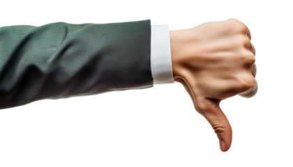 hand pose with thumbs down as a sign of dislike