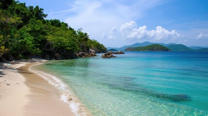Fototapeta premium Sun kissed beach with turquoise waters