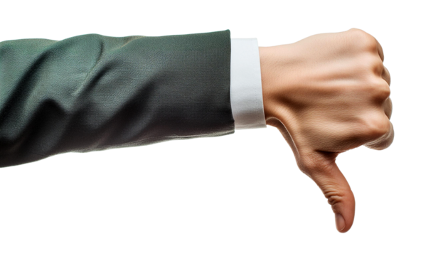 hand pose with thumbs down as a sign of dislike