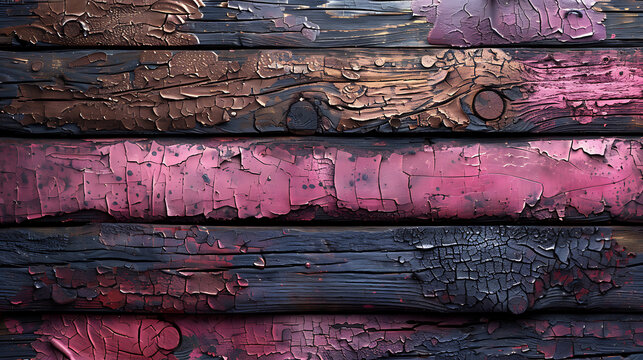 Purposeful Vintage Planks - Soft Hues of Pink & Purple with Textured Brown Patterns