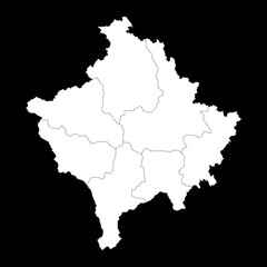 Kosovo map with districts. Vector illustration.
