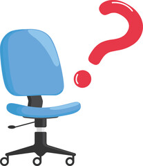 Recruitment, hiring. Job application questions. Post resumes. Office chair and questions. illustration

