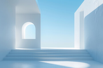 Fototapeta premium Concrete outdoor square building,Empty architectural background. 